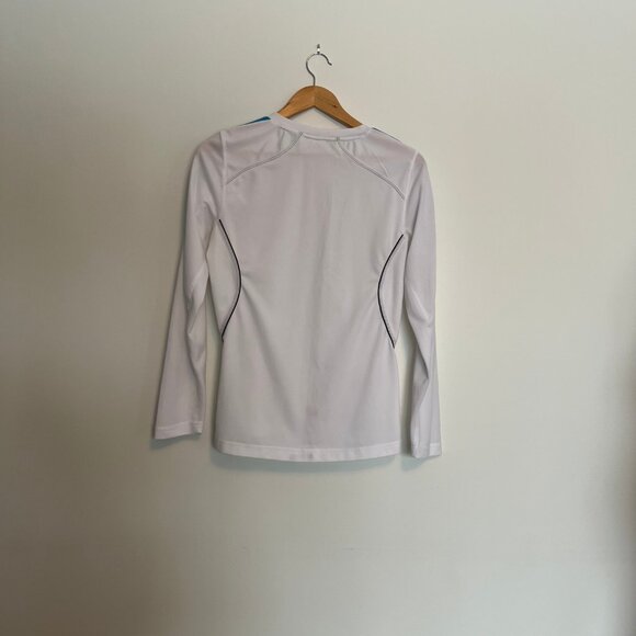 Adidas. Formation. Longe Sleeve Shirt. White With Blue Stripes. Size M. Womens. - Picture 2 of 5